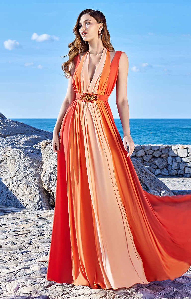 VESTIDO LARGO Y CINTURÓN
